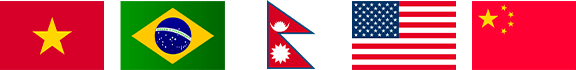 ベトナム　ブラジル　ネパール　アメリカ　中国の国旗